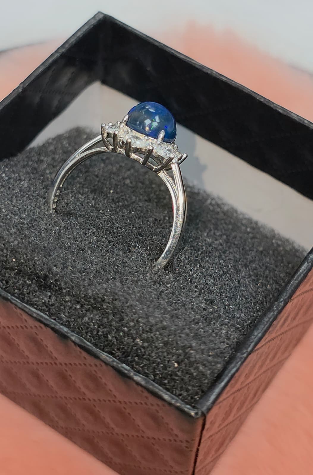 Natural Black Opal Adjustable Ring — Sterling Silver | Kumara Shines