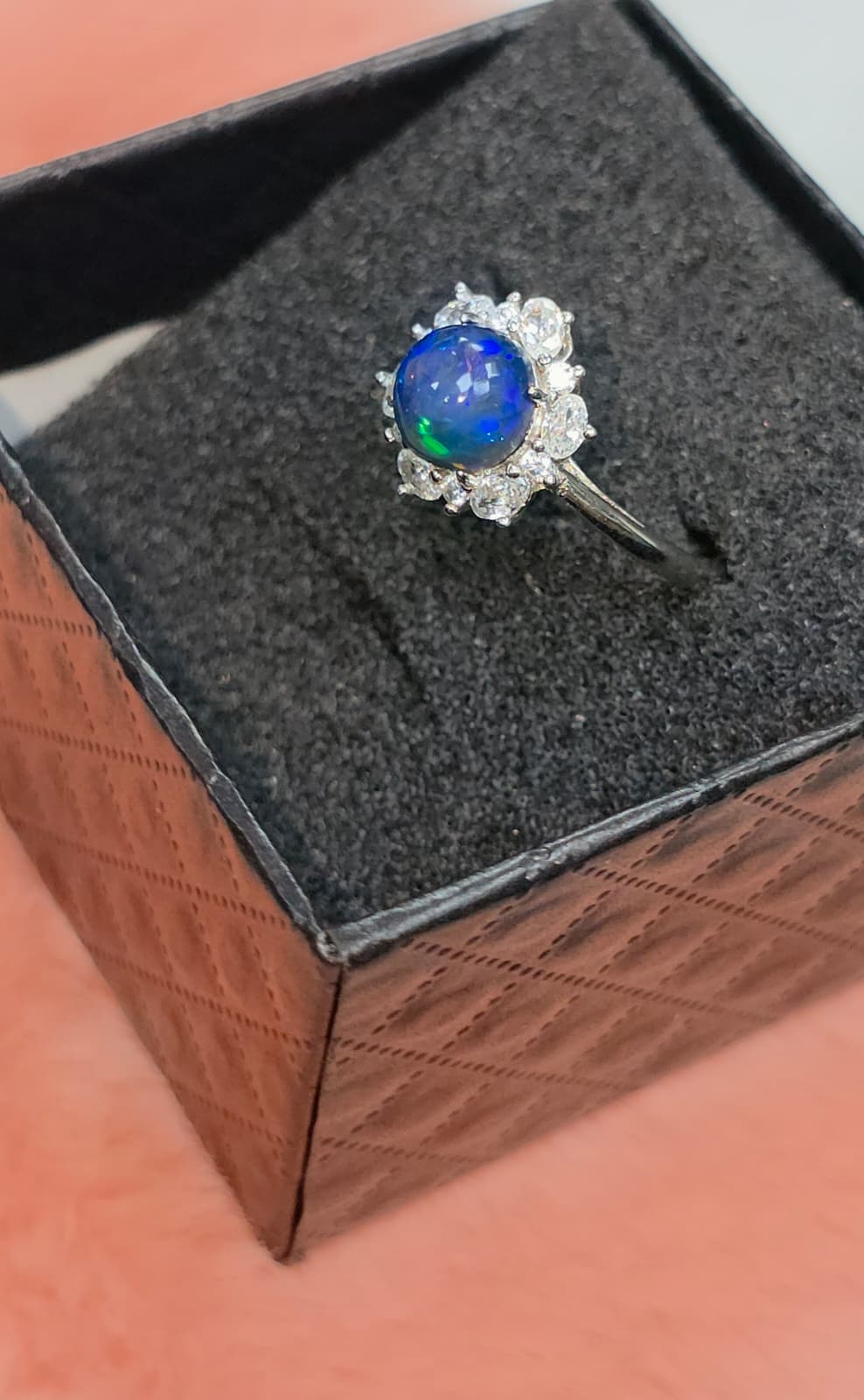 Natural Black Opal Adjustable Ring — Sterling Silver | Kumara Shines