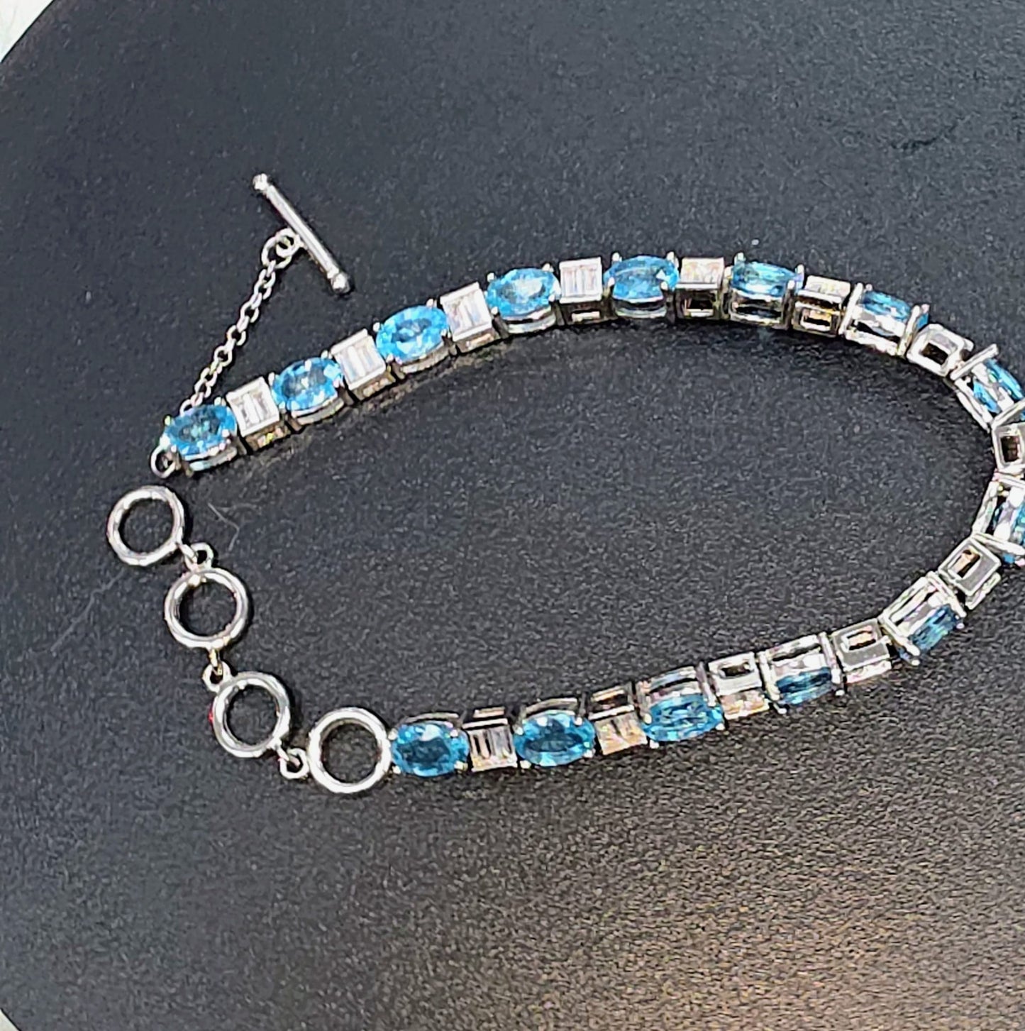 Natural Blue Apatite Tennis Bracelet — Sterling Silver | Kumara Shines