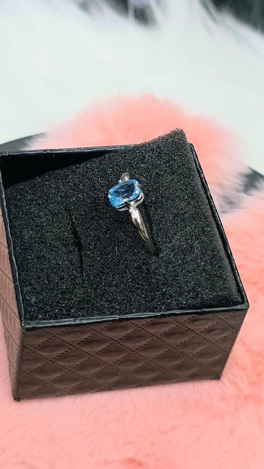 Natural Swiss Topaz Solitaire Adjustable Ring — Sterling Silver | Kumara Shines