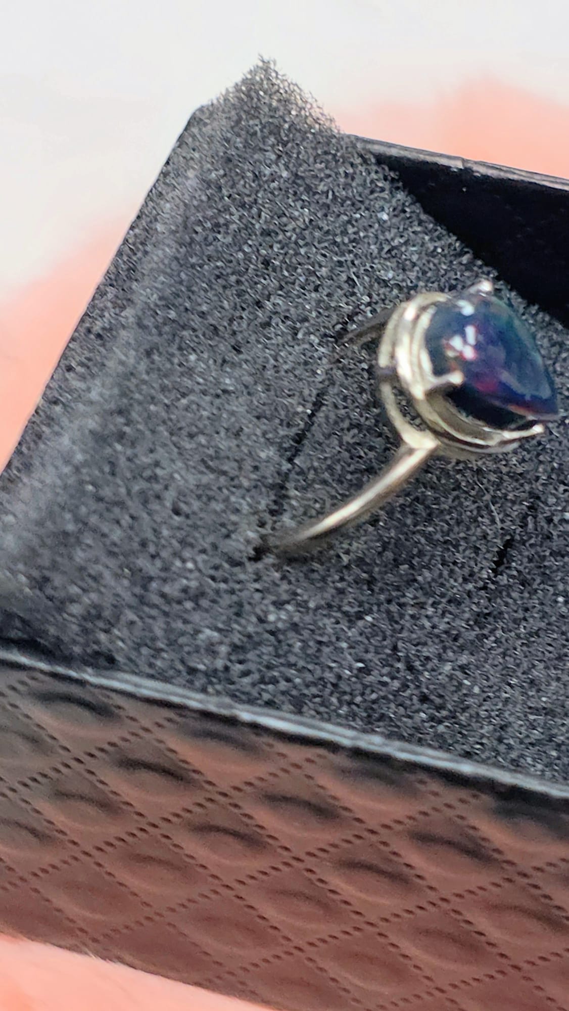 Natural Teardrop Black Opal Adjustable Ring — Sterling Silver | Kumara Shines