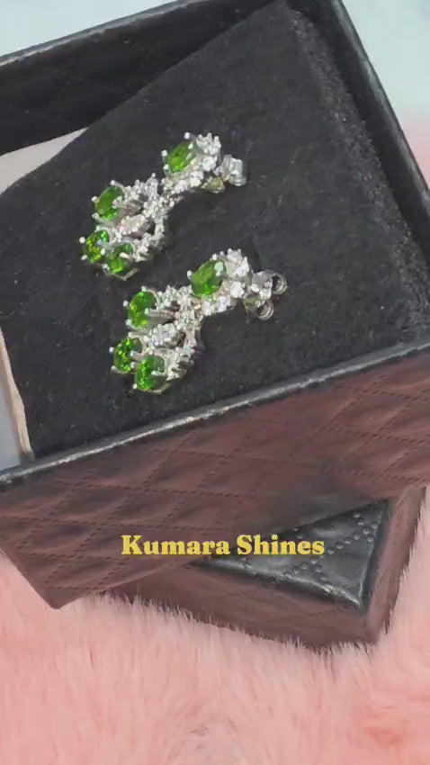 Natural Diopside Chandelier Drop Earrings – Sterling Silver | Kumara Shines