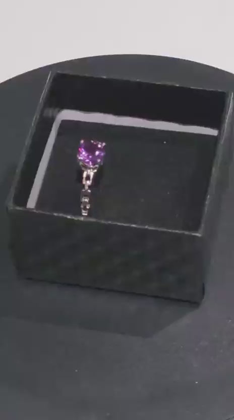 Natural Amethyst Solitaire Ring with Chain-Link Band — Sterling Silver | Kumara Shines