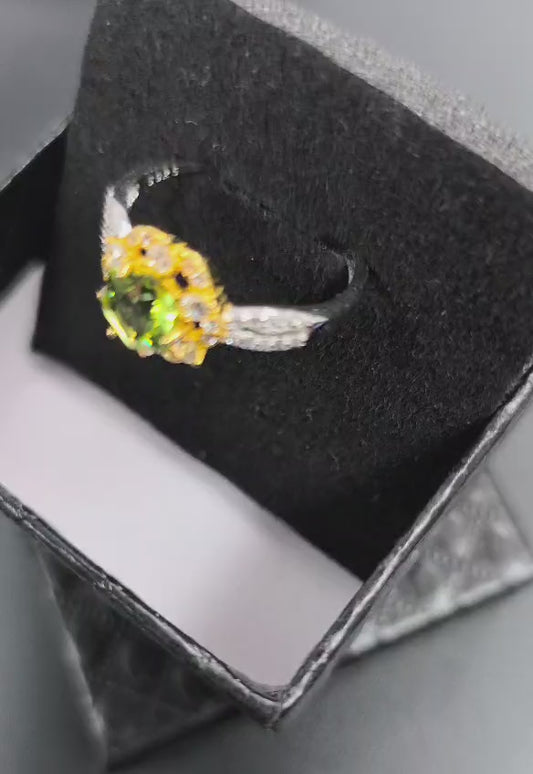 Natural Peridot Adjustable Ring — 925 Sterling Silver | Kumara Shines
