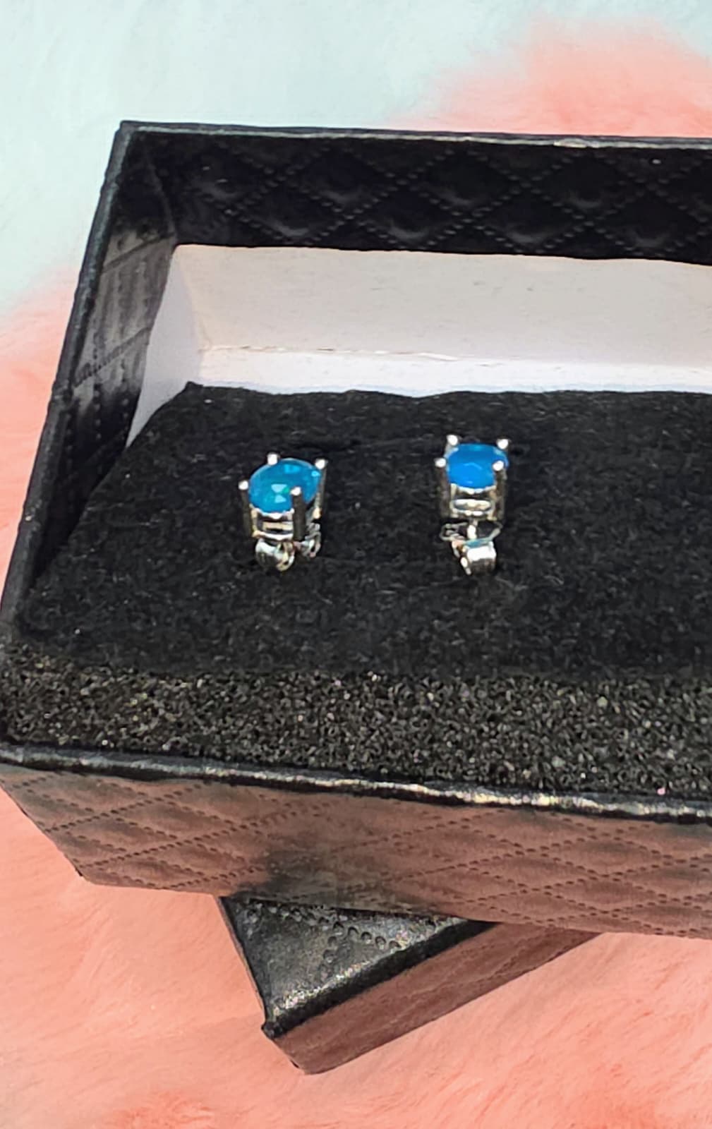 Natural Blue Opal Oval Stud Earrings – Sterling Silver | Kumara Shines