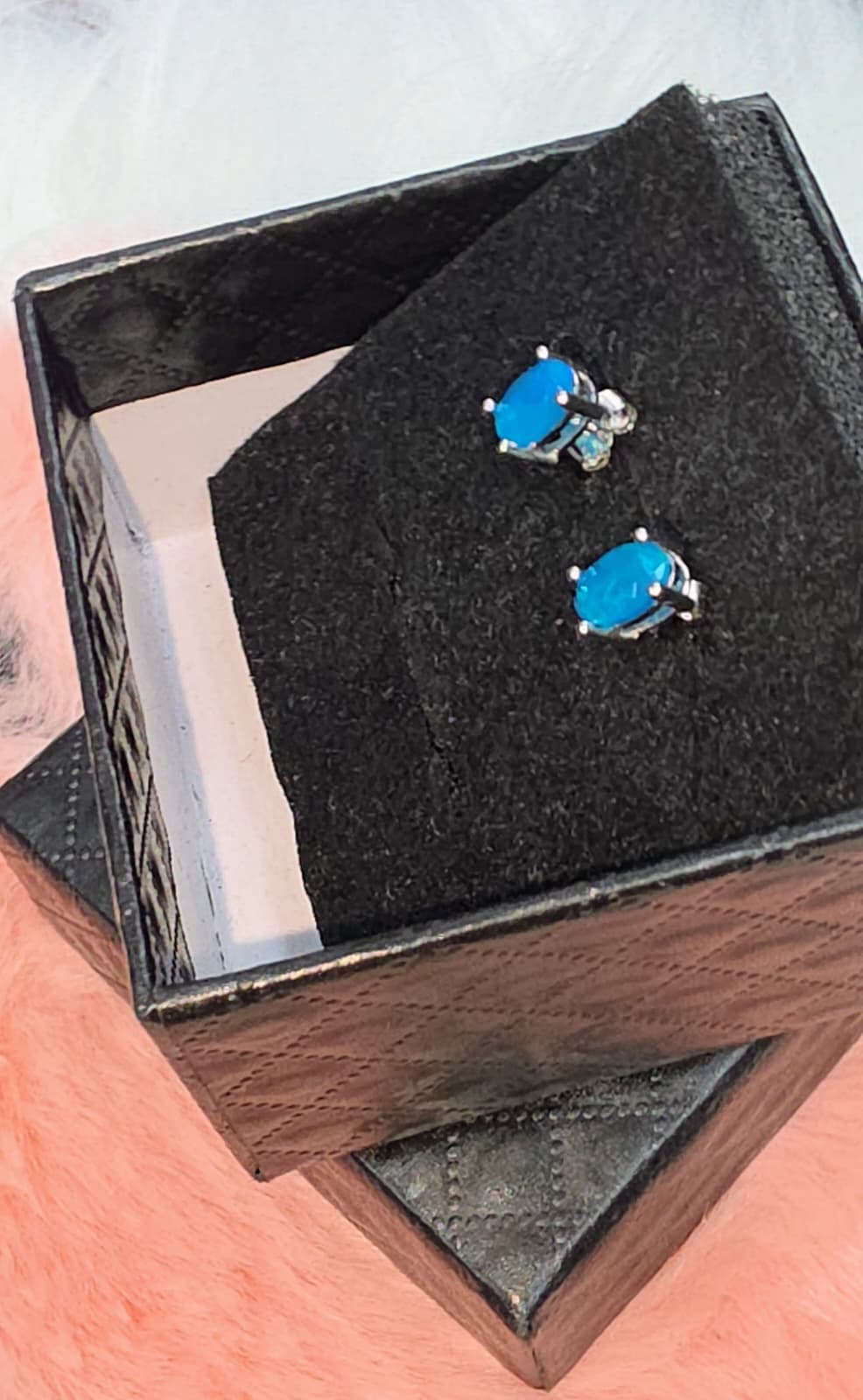 Natural Blue Opal Oval Stud Earrings – Sterling Silver | Kumara Shines